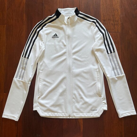 adidas Jackets & Blazers - Adidas White 3 stripes full zip Jacket S
